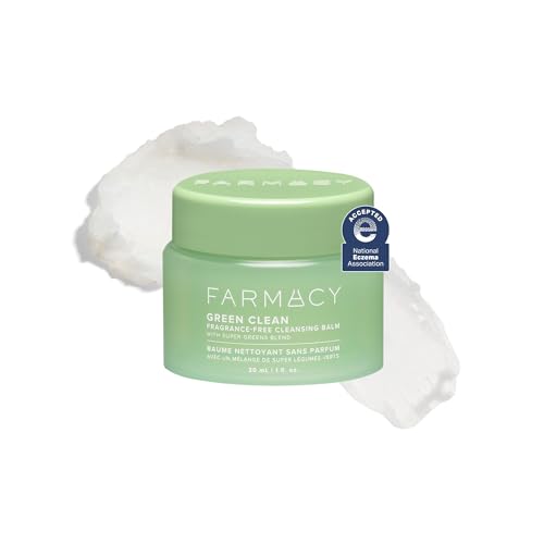 Farmacy Sensitive Skin Makeup Remover Cleansing Balm - Green Clean Waterproof Makeup Remover Balm + Oil Cleanser for Face - Melts Make Up + SPF - Hydrates + Softens Skin - Fragrance-Free (30ml)