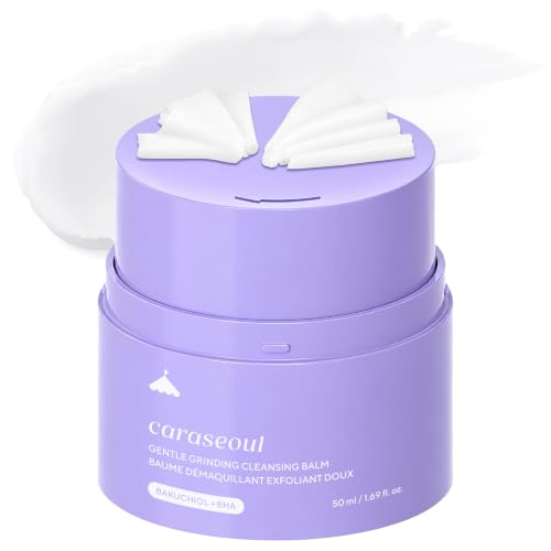 caraseoul Gentle Grinding Cleansing Balm Makeup Remover with BHA Salicylic Acid & Bakuchiol, Vegan, Non-Greasy Texture, Cleansing Oil Travel Size, Korean Skin Care, For All Skin Type (50ml/1.69 fl.oz)