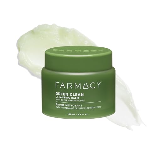 Farmacy Makeup Remover Cleansing Balm - Green Clean Waterproof Makeup Remover Balm + Oil Cleanser for Face - Gently Melts Make Up + SPF - Hydrates + Softens Skin with Super Greens + Papaya (100ml)