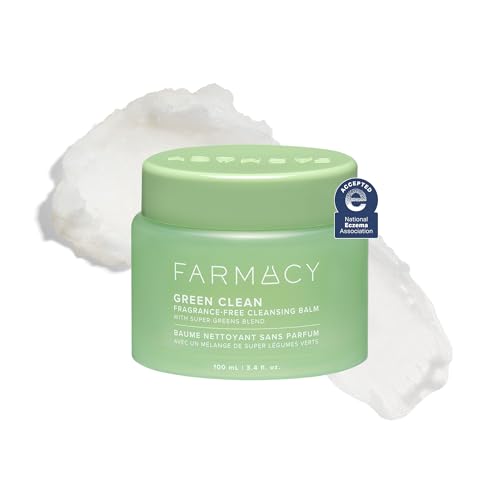 Farmacy Sensitive Skin Makeup Remover Cleansing Balm - Green Clean Waterproof Makeup Remover Balm + Oil Cleanser for Face - Melts Make Up + SPF - Hydrates + Softens Skin - Fragrance-Free (100ml)