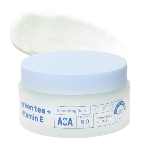 AOA STUDIO Green Tea & Vitamin E Cleansing Balm, Waterproof Makeup Remover, Oil Based Makeup Remover, K beauty Skin Care, Soothing and Brightening for All Skin Types, 3.38 Fl Oz, 100 ml