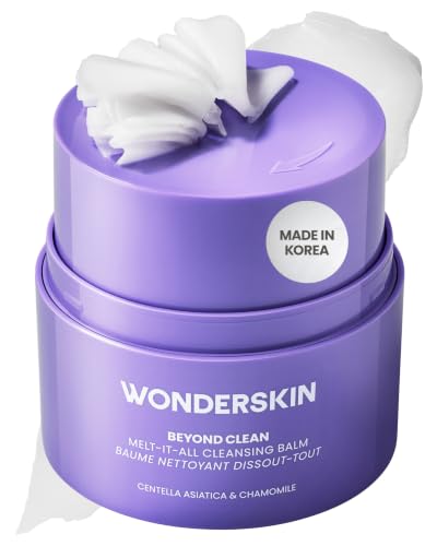 Wonderskin Cleansing Balm - Melt It All Balm to Milk Makeup Remover, Gentle Hydrating Face Cleanser with Centella and Chamomile