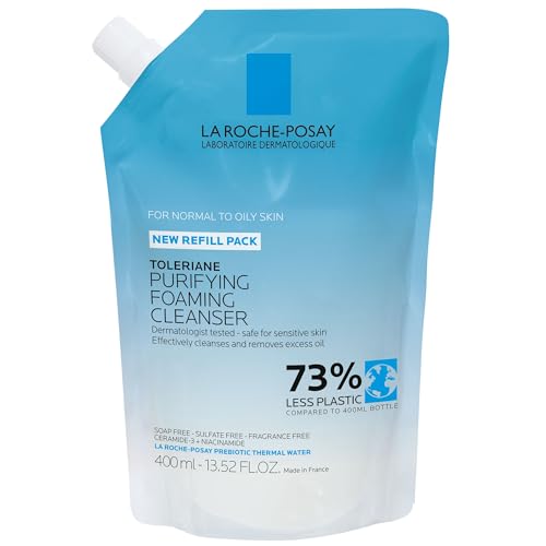 La Roche-Posay Toleriane Purifying Foaming Facial Cleanser, 13.52oz | Oil free face wash for sensitive skin with niacinamide and ceramides. Pore cleanser that won’t dry out skin and is soap free.