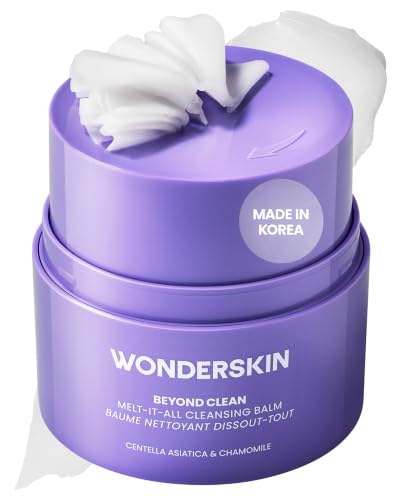 Wonderskin Cleansing Balm - Melt It All Balm to Milk Makeup Remover, Gentle Hydrating Face Cleanser with Centella and Chamomile