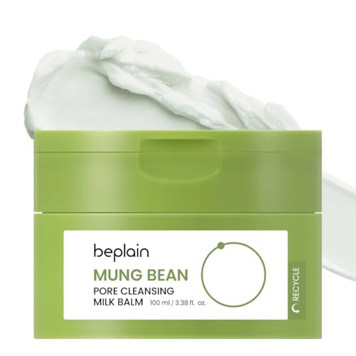 beplain Mung Bean Pore Cleansing Milk Balm | Makeup Remover for Sensitive Skin | Ceramides Cleansing Balm | Non-Greasy Sorbet Texture | Korean Skincare | 3.38 fl.oz